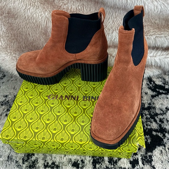 GIANNI BINI Ryker (SIZE 10) Tan Suede Platform Ankle Boots - Picture 2 of 10